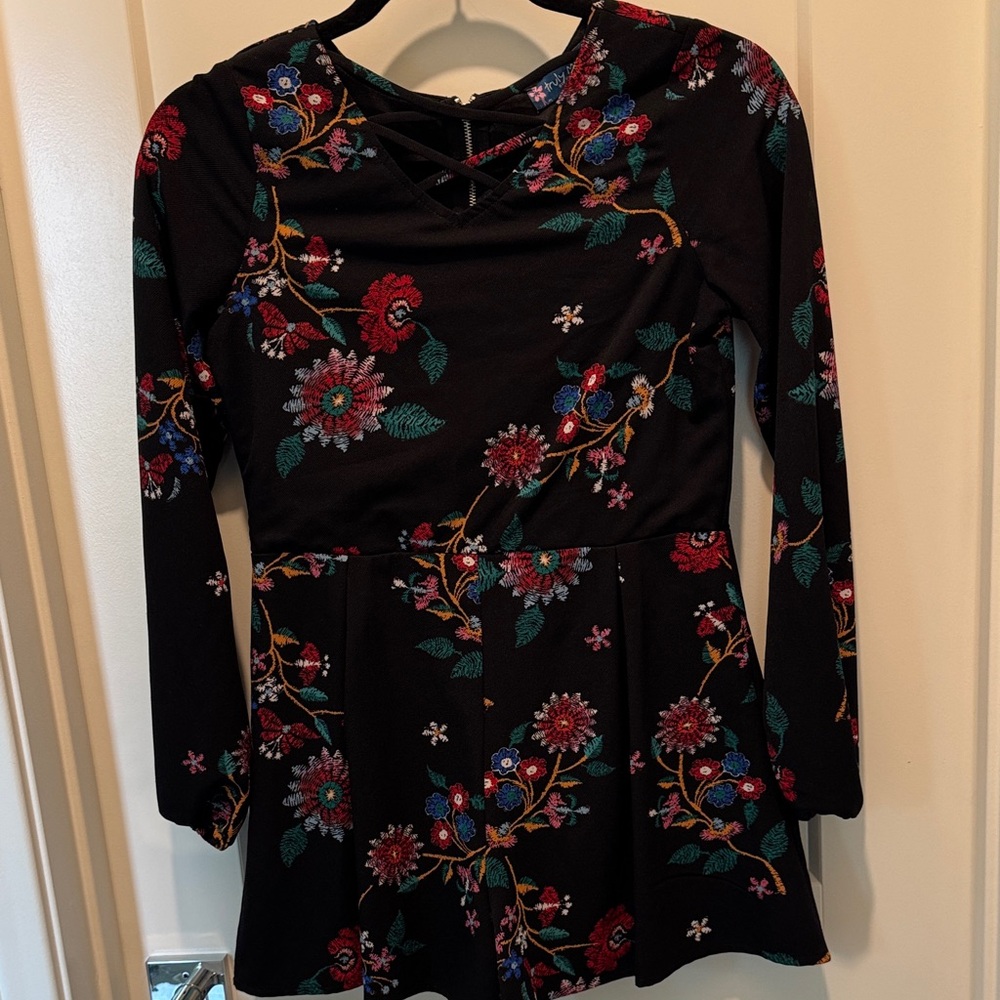 Truly Me Black Floral Kids Dress